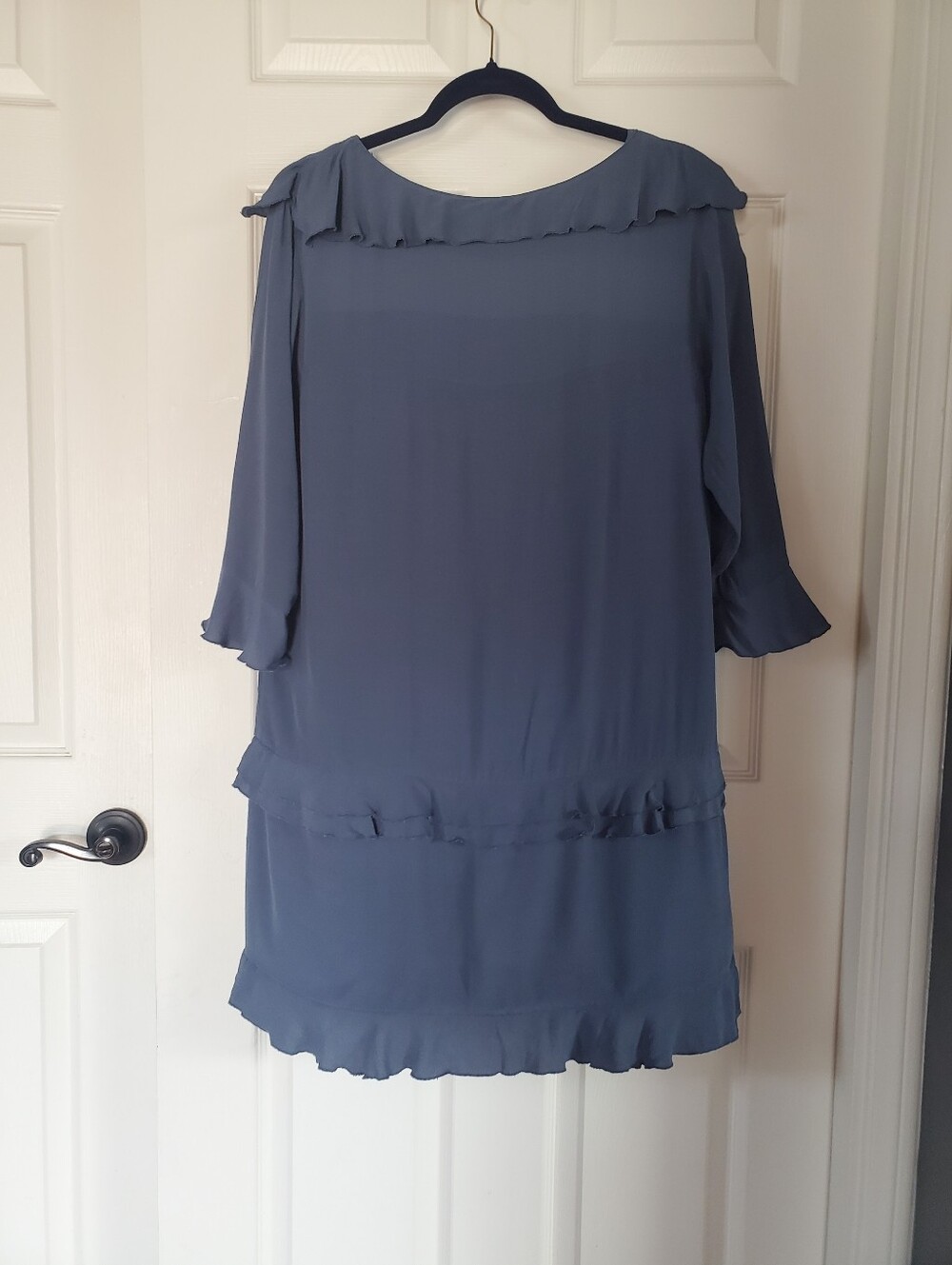 Banana Republic Light Blue Shift Dressβ Ruffle Trim Bohemian Minimalist Size 12